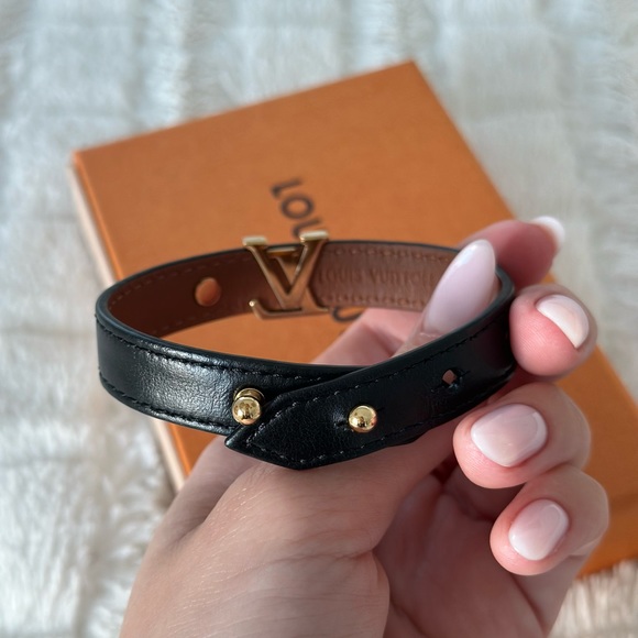 LOUIS VUITTON ICONIC bracelet size 17 black leather - Picture 10 of 15